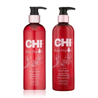 CHI Rose Hip Oil Color Nature Protecting Shampoo + Conditioner 340ml แชมพูสูตรผมทำสี รักษาสีผมโดยเฉพาะ