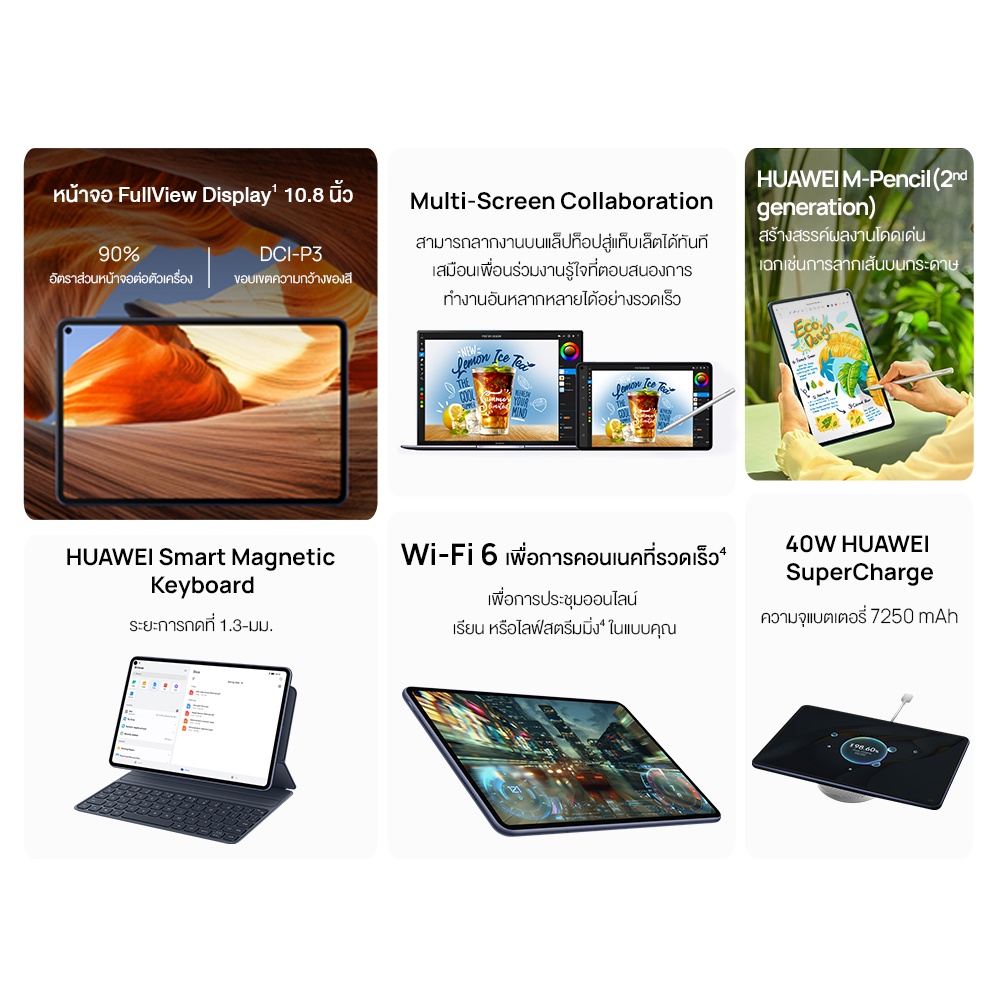 ภาพสินค้าHUAWEI MatePad Pro 10.8 แท็บเล็ต  10.8-inch FullView Display Wi-Fi 6 Fast Connection HUAWEI SuperCharge จากร้าน huawei_official_store บน Shopee ภาพที่ 5