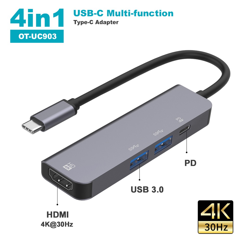 ภาพหน้าปกสินค้าType-C Multifunctional Converter HUB USB-C ตัวแปลง USB TYPE C to HDMI อุปกรณ์ต่อพ่วง  T-001 จากร้าน kaixinshop88 บน Shopee