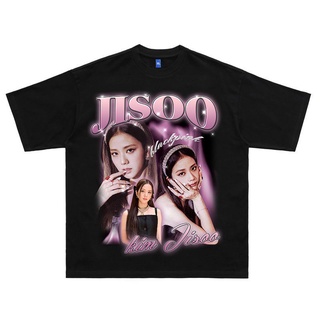 ราคาถูกKPOP BLACKPINK JISOO เดียวกันผ้าฝ้ายเสื้อยืดผู้หญิง Plus ขนาด Retro แนวโน้มแฟชั่นพิมพ์ Unisex แขนสั้น Top Street