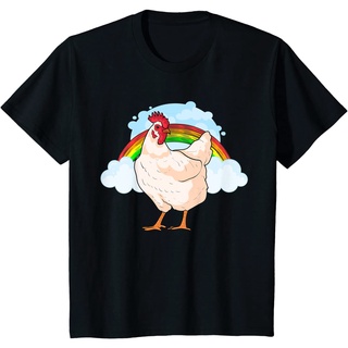 Fy เสื้อยืดลําลอง แขนสั้น ทรงหลวม ลายไก่ สีรุ้ง สไตล์ฮิปฮอป สําหรับผู้ชาย ผู้หญิง