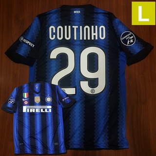 INTER MILAN HOME 2010-11 TRIPLE COUTINHO 29 UEFA FOOTBALL SHIRT SIZE L