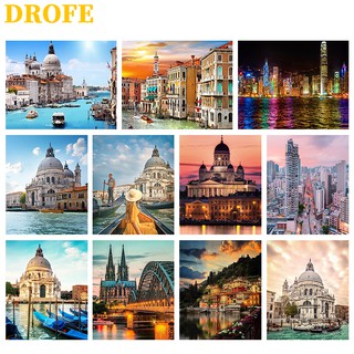 DROFE 【40x50cm】~Victoria Harbour Viral Among World For Its Wonderful Beauty painting collection~   Paint by Numbers  wall art/ handmade painting on canvas/as a gift