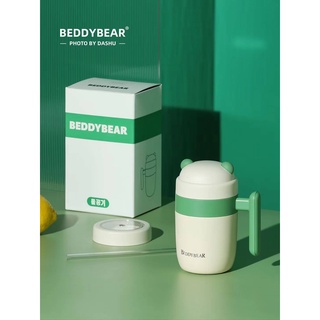 BeddyBear เบ็ดดี้แบร์ แก้วแสตนเลสเก็บอุณหภูมิ 2IN1 2 ฝา พร้อมหลอดดูด สีเขียวอ่อน BBA007-010 320 ml.