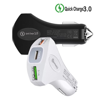 3 USB Car Charger หัวชาร์จในรถยนต์ หัวชาร์จโทรศัพท์มือถือ ที่ชาร์จเร็วQC 3.0 Mobile Phone Charger Type-C 2 USB 3.5A Fast Car Charger