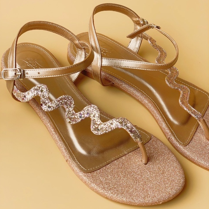 lonlon-pink-gold-รองเท้าแตะรัดส้นสีพิงค์โกลด์