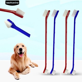 ✨แปรงสีฟันสองชั้น Pet Dog Puppy ทันตกรรมจัดฟันทำความสะอาดฟันแปรง Soft