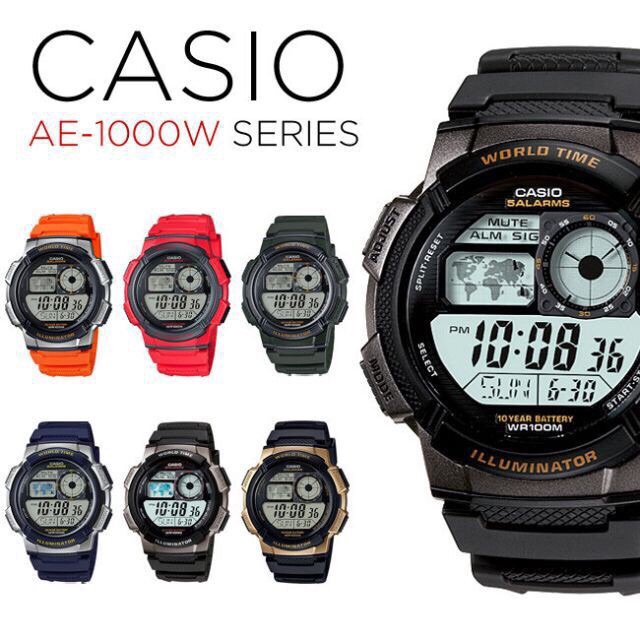 ภาพหน้าปกสินค้าถูกทีสุด. Casio worldtime 10year ae-1000 AE-1000W series AE-1000W-1B รับประกัน 2 ปี จากร้าน sabyjaitime บน Shopee