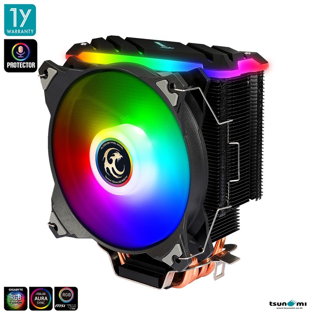 ภาพสินค้าซีพียูคูลเลอร์ Tsunami Protector Series TSS-6000 (ARGB Armor) 4 Heatpipe 130W TDP CPU Cooler (Intel/AMD Compatible) (รับประกันสินค้า 1 ปี) จากร้าน tsunami_thailand บน Shopee ภาพที่ 2