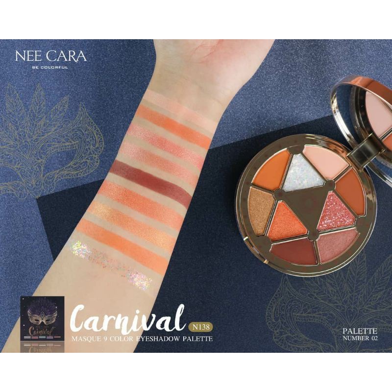 ของแท้-พร้อมส่ง-canival-masque-9-color-eyeshadow-palette-นีคาร่าพาเลทอายแชโดว-9-สี-สุดวิบวับ