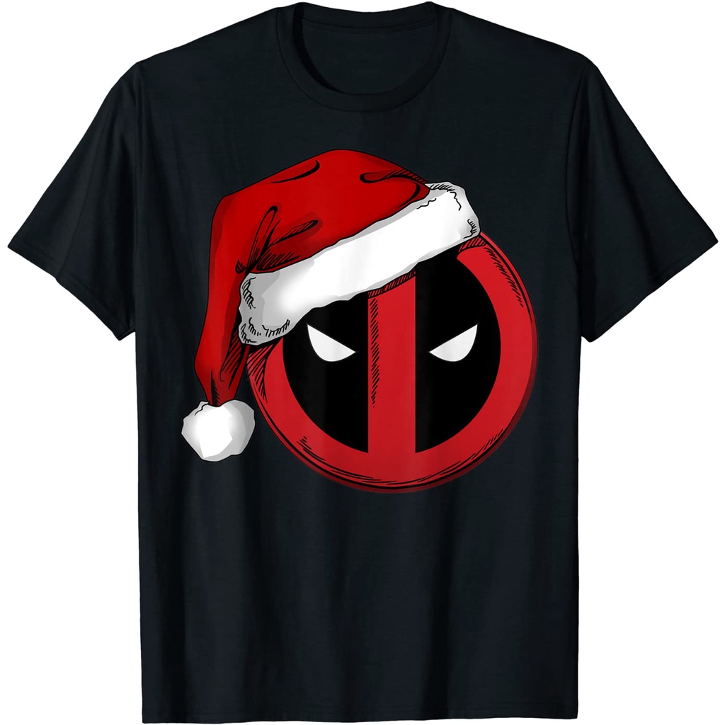 เสื้อยืดผ้าฝ้ายพรีเมี่ยม-เสื้อยืด-พิมพ์ลายกราฟิก-marvel-deadpool-icon-santa-hat-คริสต์มาส