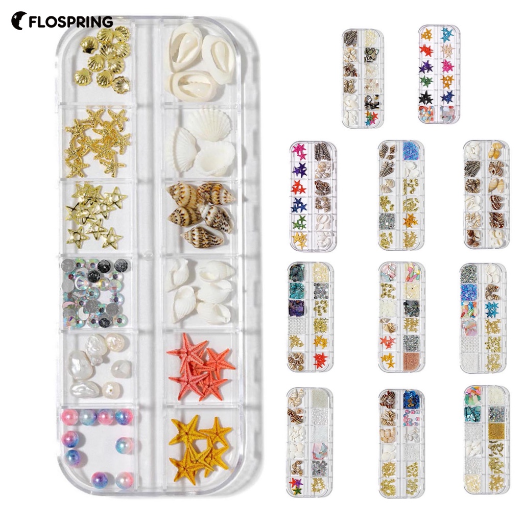 flospring-เครื่องประดับตกแต่งเล็บ-รูปเปลือกหอยปลาดาว-3d