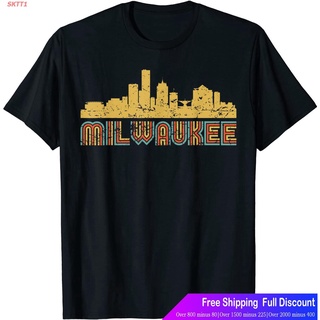 เสื้อสาวอวบ SKTT1 เสื้อยืดลำลอง Vintage Retro Milwaukee Wisconsin Skyline T-Shirt Popular T-shirts
