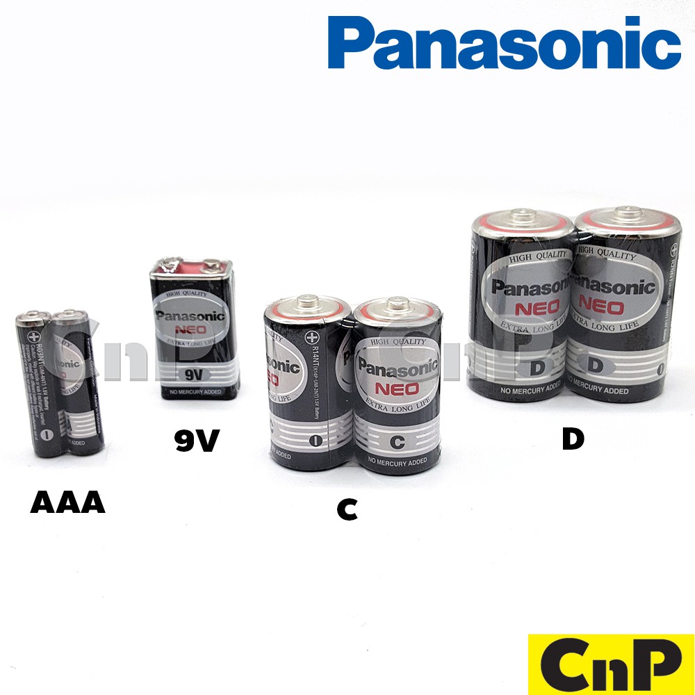 ภาพหน้าปกสินค้าของแท้ Panasonic ถ่านไฟฉาย ไร้สารปรอท Battery พานาโซนิค รุ่น NEO ขนาด 9V / AAA / C / D จากร้าน cnp_electric บน Shopee