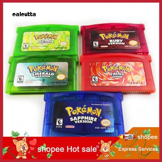 การ์ดเกม gba sapphire/emerald/fire red/leaf/ruby pokemon สําหรับ gba