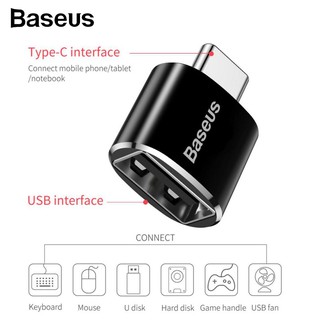 Baseus USB Female to Type-C Male อะแดปเตอร์แปลงโทรศัพท์ / แท็บเล็ต / โน๊ตบุ๊ค