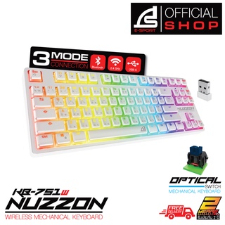 สินค้า SIGNO E-Sport Wireless TKL Mechanical Gaming Keyboard รุ่น NUZZON KB-751 W (Blue Optical Switch) (เกมส์มิ่ง คีย์บอร์ด)