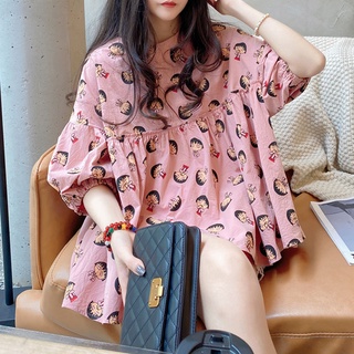 เสื้อเบลาส์ คอกลม แขนพอง แบบสวมหัว ตุ๊กตา น่ารัก แฟชั่นฤดูร้อน สําหรับผู้หญิง