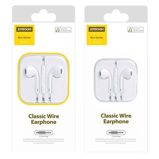 หูฟัง สมอลทอร์คแจ๊ค 3.5mm เสียงดี เสียงใส รองรับ iOS และAndroid ยี่ห้อJoyroom รุ่นJR-EP1ของแท้มีประกัน!!!!!