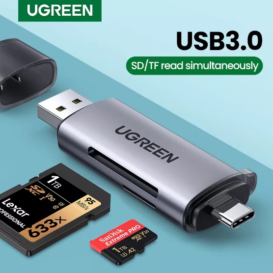 ภาพหน้าปกสินค้าUGREEN รุ่น 80191,50706 การ์ดรีดเดอร์ USB-C to USB3.0 SD Micro SD, TF, OTG สำหรับมือถือ, iPAD, คอมพิวเตอร์