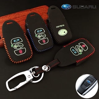 ซองหนังแท้ ใส่กุญแจรีโมทรถยนต์ รุ่นเรืองแสงด้ายสี Subaru XV,Forester,Brz,Outback Smart Key