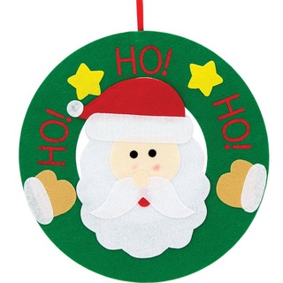 รีท HO HO HO หน้าซานต้า ขนาด 13* 13 นิ้ว (6745-02) ออร์นาเม้นท์ ของประดับ ของตกแต่งเทศกาลคริสต์มาส