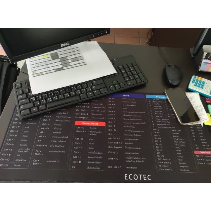 แผ่นรองเมาส์ขนาดใหญ่-mouse-pad-แผ่นรองเมาส์-shortcut-keys-สกรีนคีย์ลัด-โปรแกรม-ms-office-word-excel-ppt-ps-เล่นเกม-3mm