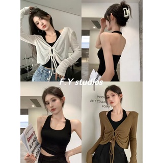 (เกรดA) 𝙁.𝙔 𝙨𝙩𝙪𝙙𝙞𝙤𝙨 🌟 พร้อมส่ง🌟NO.200 เสื้อคลุมไหมพรมแขนยาว ดีเทลสายรูดสุดเก๋ไม่ซ้ำใคร (set2ชิ้น)