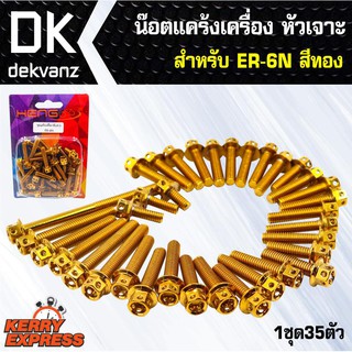 ﻿อุปกรณ์แต่งรถ น๊อตแคร้งเครื่อง หัวเจาะ สำหรับ ER-6N สีทอง (น๊อตแคร้งเครื่อง)