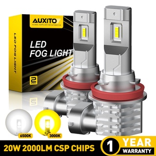 Auxito หลอดไฟตัดหมอก LED H8 H9 H11 H10 20W 4000LM 6500K CSP สําหรับรถยนต์ 2 ชิ้น