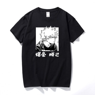 เสื้อยืดแขนสั้นลําลอง ผ้าฝ้าย ทรงหลวม พิมพ์ลายอนิเมะ My Hero Academia Bakugou Katsuki แฟชั่นฤดูร้อน สไตล์ฮาราจูกุ สําหรั