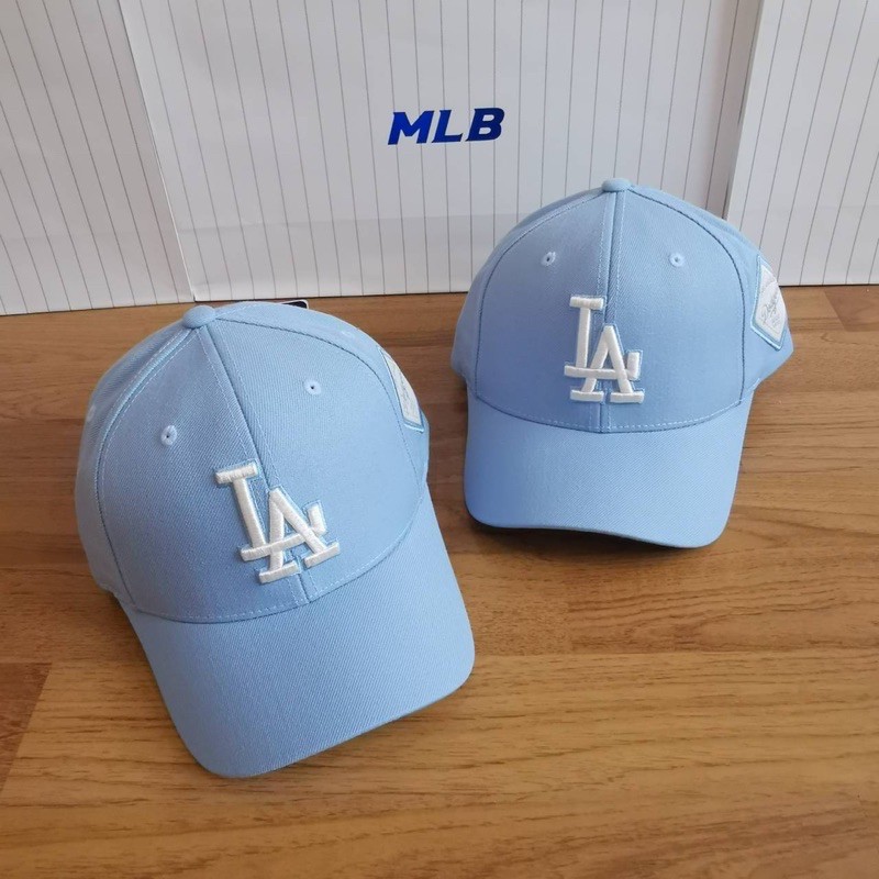 mlb-diamond-logo-patch-ball-cap-หมวกสีฟ้า-โลโก้-la-ปักตกแต่งด้านข้าง-ใต้ปีกปัก-dodgers