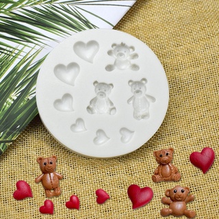Be&gt; แม่พิมพ์ช็อคโกแลต ขนมหวาน รูปหมี และหัวใจน่ารัก สําหรับตกแต่งเค้ก