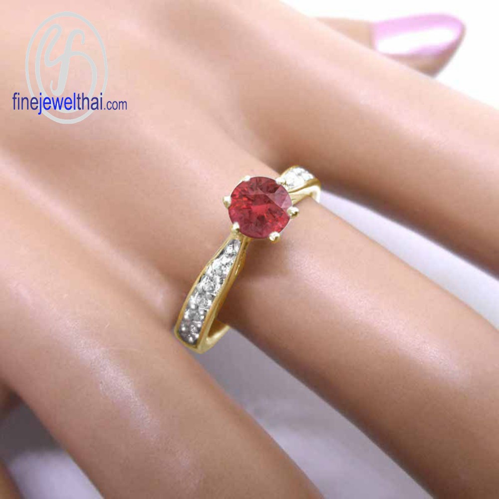 finejewelthai-แหวนทับทิม-แหวนเพชรcz-แหวนเงินแท้-พลอยประจำเดือนเกิด-ruby-silver-ring-birthstone-r1291em