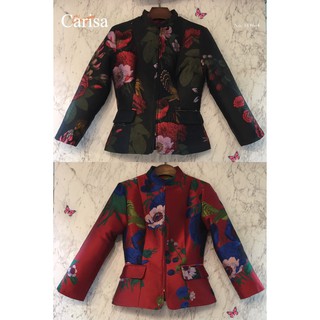 Carisa เสื้อแจ็คเก็ต ผ้าใหมทอลายในตัวทอลายอย่างสวยลายนกกับดอกไม้ มีซับในอย่างดี [1846-4]