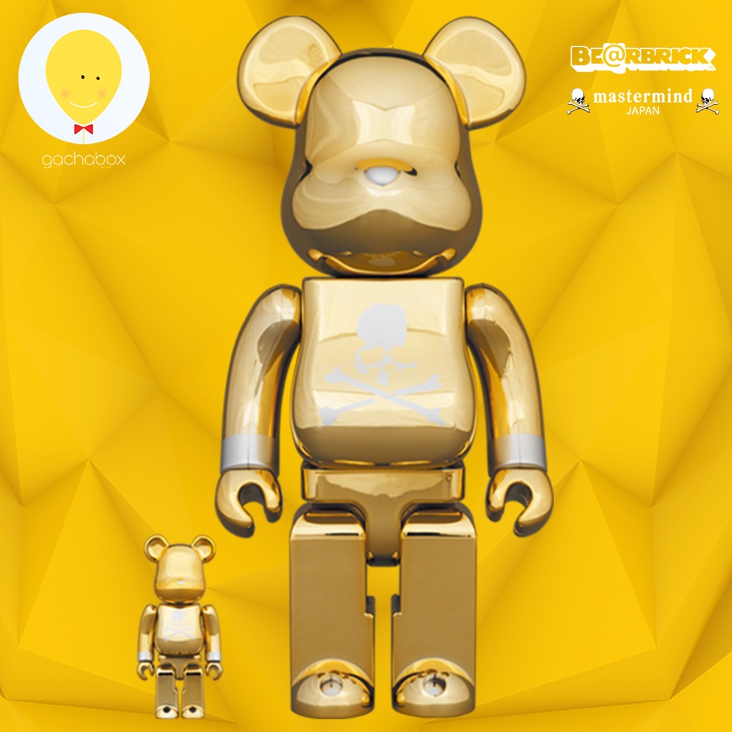 gachabox Bearbrick Mastermind Japan Gold version 100%+400% แบร์บริ ...