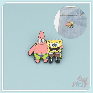 ★ เข็มกลัด ลายการ์ตูน SpongeBob SquarePants &amp; Patrick Star - Good Friends ★ เข็มกลัดเคลือบ ติดกระดุมกระเป๋าเป้สะพายหลัง 1 ชิ้น