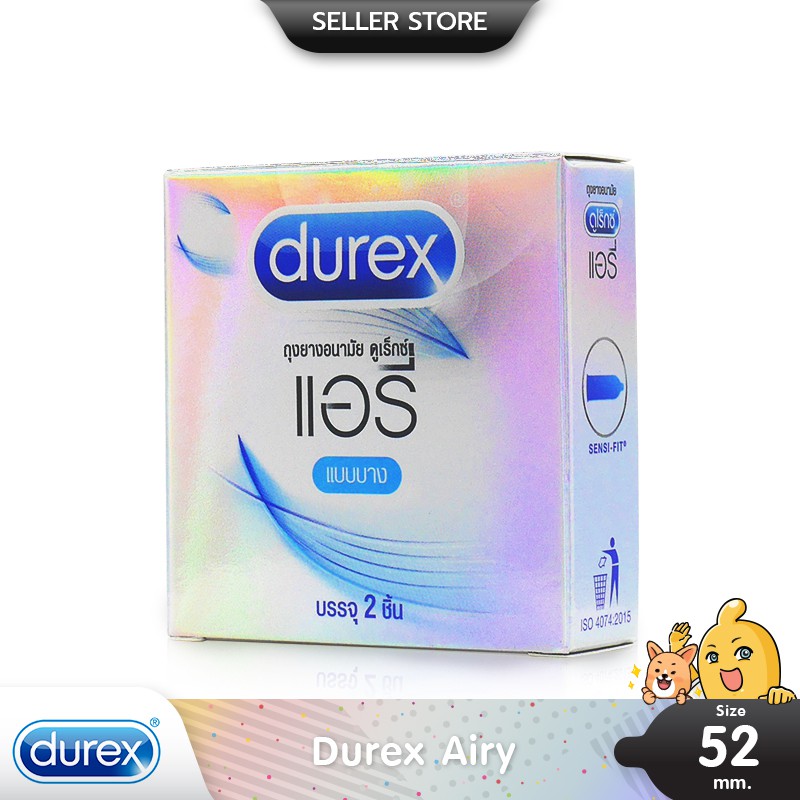 ภาพหน้าปกสินค้าDurex Airy ถุงยางอนามัย บางพิเศษ ผิวเรียบ มีกลิ่นหอม ขนาด 52 มม. บรรจุ 1 กล่อง (2 ชิ้น)