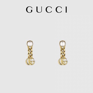 Gucci ต่างหูสตั๊ด ไทเทเนียมเหล็ก โลโก้ตัวอักษร GG คู่ ห่วงต่างหูสตั๊ด เครื่องประดับสตรี