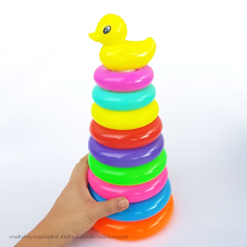 ของเล่นเสริมพัฒนาการ-เรียงห่วงสวมหลัก-rainbow-stacker