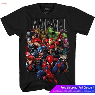 SKTT1 Marvelเสื้อยืดยอดนิยม Marvel Avengers Guardians Of The Galaxy Team Up All Time Mens Adult Graphic Tee T-Shirt Mar