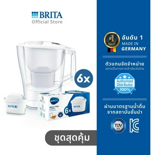 BRITA เหยือกกรองน้ำ รุ่น Aluna COOL 2.4L สีขาว + (ไส้กรอง Pack 6 )