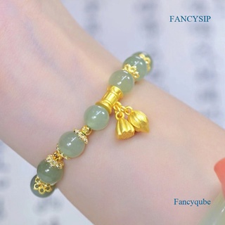 Fancysip สร้อยข้อมือ ลูกปัดหยกธรรมชาติ เครื่องประดับแฮนด์เมด ของขวัญแฟนสาว สไตล์เรโทร