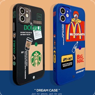 เคสไอโฟน 14 Pro Max เคสapple iPhone TPU McDonalds Starbucks เคส iPhone 13 12 pro max 11 pro max เคสโทรศัพท์ X XS XR  เคสไอโฟน นิ่ม กันกระแทก พิมพ์ลายตรงขอบ ปกป้องเต็มรูปแบบ ปกป้องเลนส์กล้อง สำหรับ