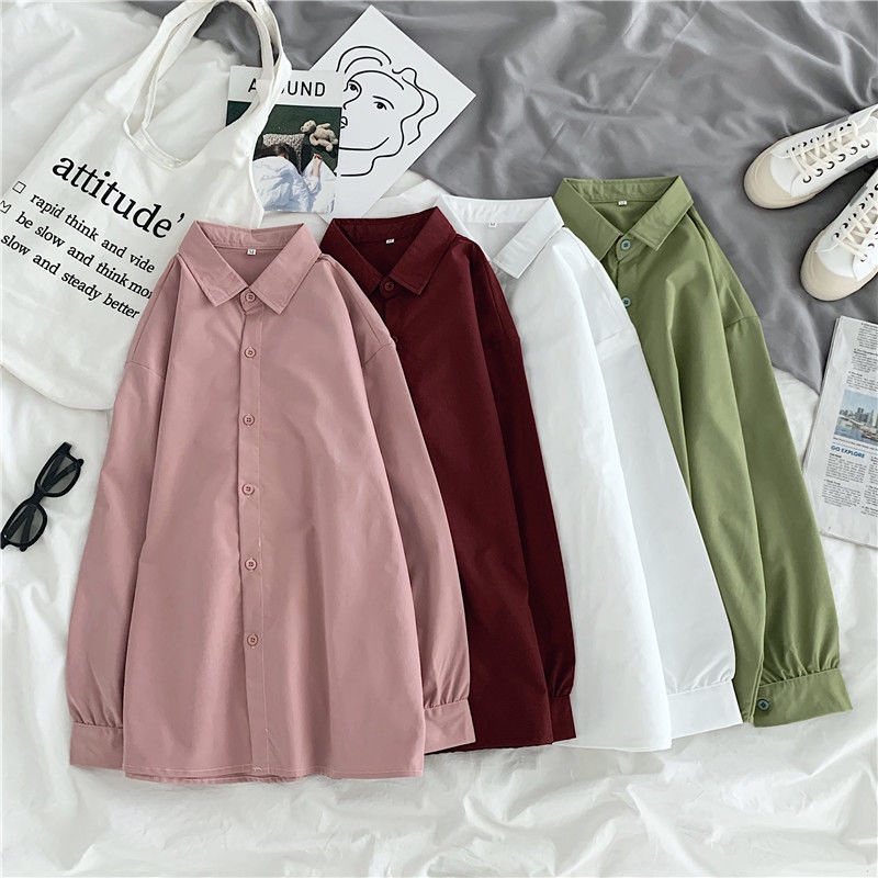 เสื้อเชิ้ต-เสื้อเชิ้ตผู้หญิงแขนยาว-เสื้อแฟชั่น-เสื้อเชิ้ตสีพื้น-ทรงคลาสสิค-oversize-งานสไตล์มินิมอล