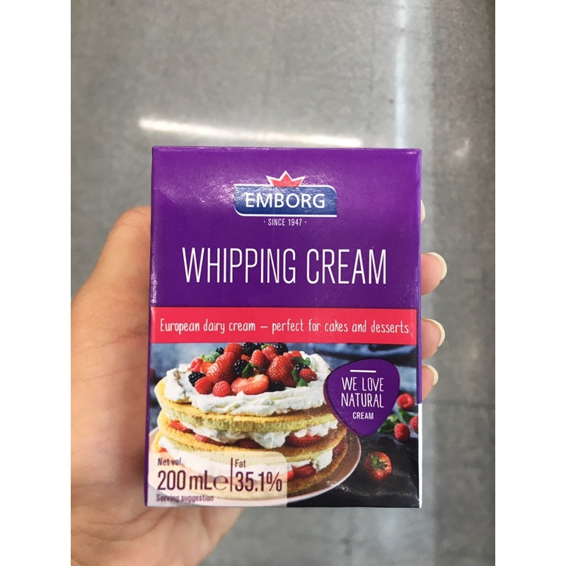 whipping/Cooking cream 200ml เอ็มบอร์ค วิปปิ้งครีม /ครีมพร่องมัน