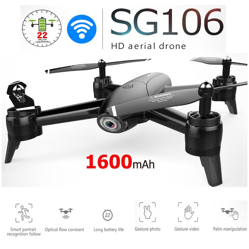 ภาพหน้าปกสินค้าโดรนของเล่น SG106 Drone โดรนระดับเริ่มต้น 1080P 720K 1600mAh Wifi Fpv โดรนติดกล้อง โดรนบังคับ,โดรนวิดีโอระดับความสูงสูง