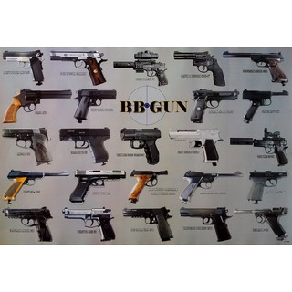 โปสเตอร์ ของเล่น ปืนอัดลม ปืนสั้น BB GUN POSTER 24”x35” Inch PISTOLS AIR GUN PELLET HANDGUNS (ขายโปสเตอร์)