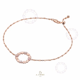 A.CEMI Heart Bouquet Bracelet สร้อยข้อมือเงินแท้ ชุบทอง 18K โรสโกลว์