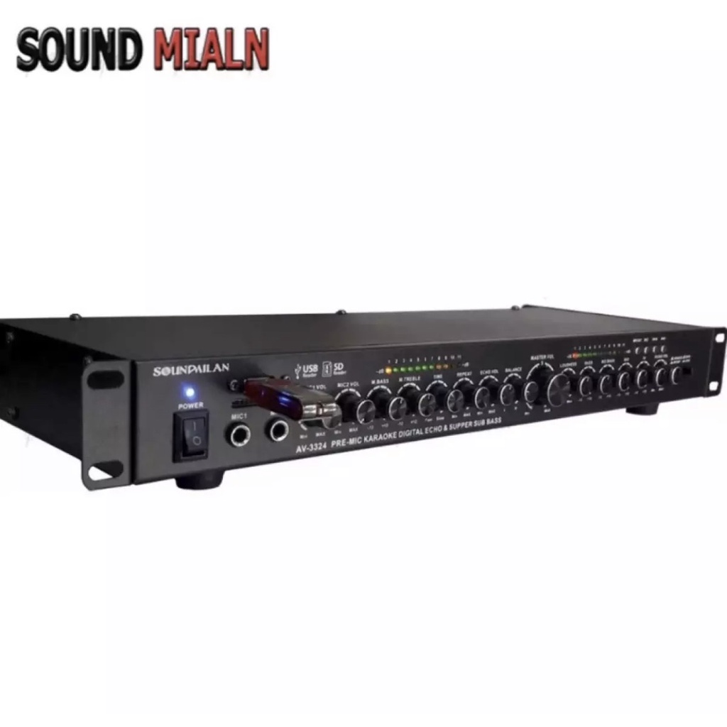 sound-milanปรีแอมป์-ปรีคาราโอเกะ-ปรีแอมป์สำหรับเครื่องเสียงกลางแจ้ง-มีบลูทูธ-แยกซัปอิสระ-เครื่องเสียง-รุ่นav-3324ฟรีสาย